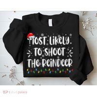 Reindeer Family Christmas Holiday santa hat xmas  Sweatshirt thumb 2