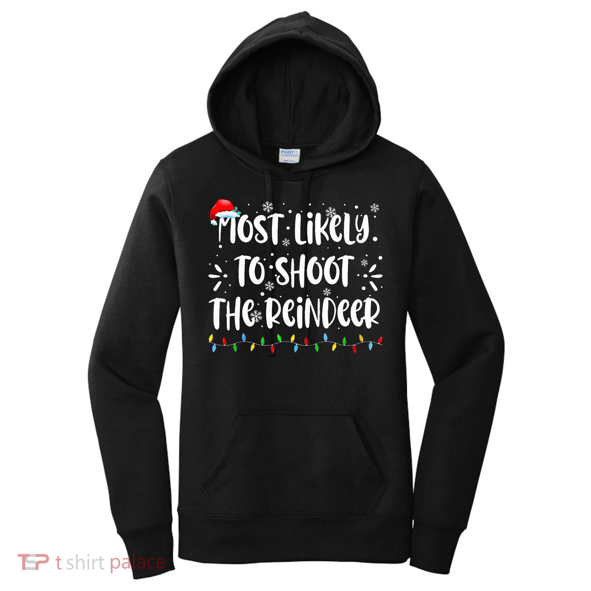 Reindeer Family Christmas Holiday santa hat xmas  Women's Hoodie