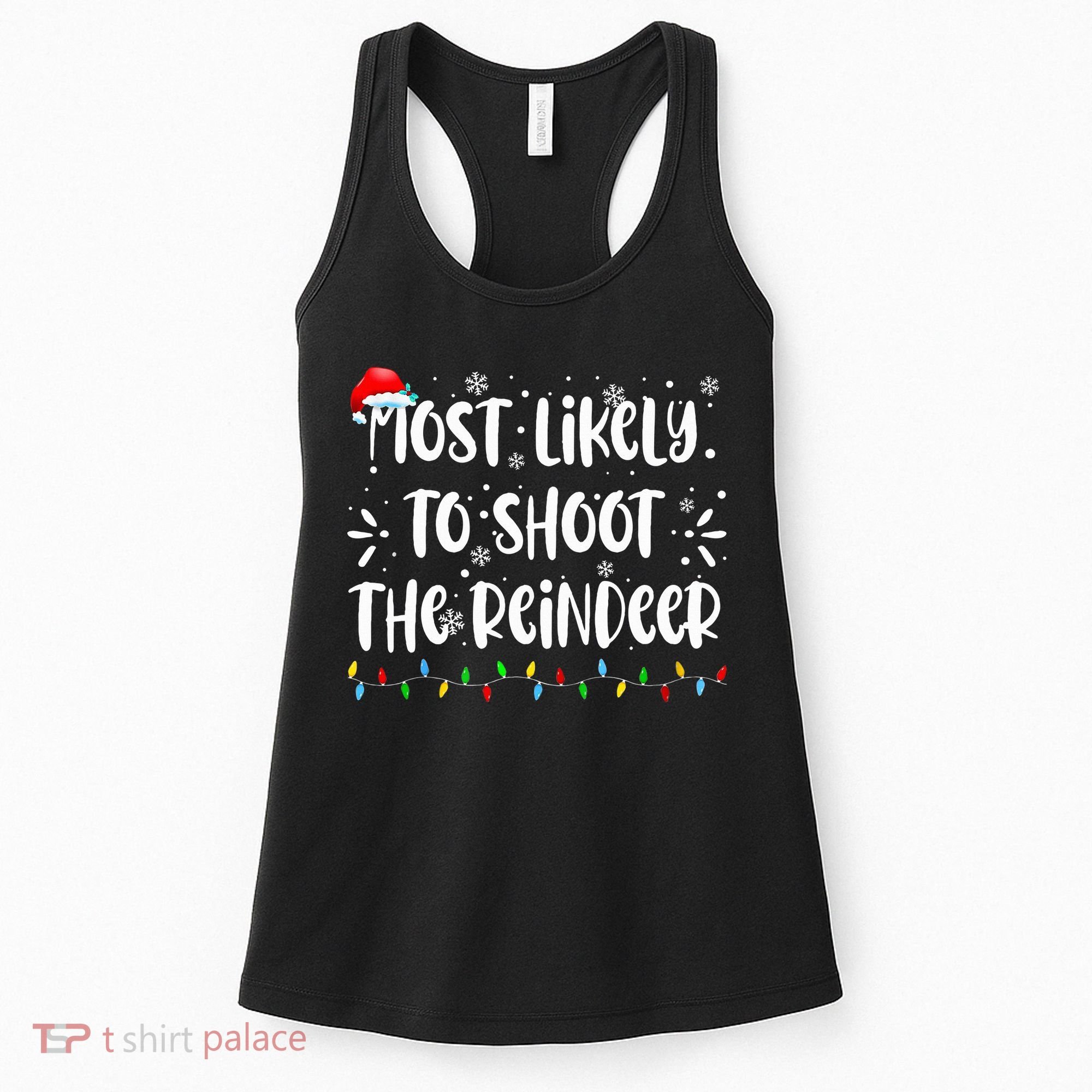 Reindeer Family Christmas Holiday santa hat xmas  Women's Tank Top