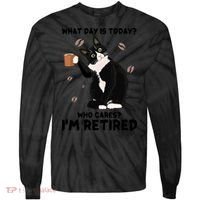 Retired Funny Cat Retirement Tie-Dye Long Sleeve Shirt thumb 0