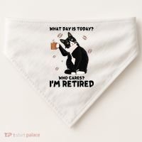 Retired Funny Cat Retirement USA-Made Doggie Bandana thumb 0