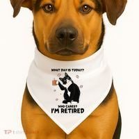 Retired Funny Cat Retirement USA-Made Doggie Bandana thumb 1