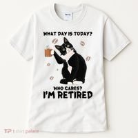 Retired Funny Cat Retirement Tall T-Shirt thumb 0