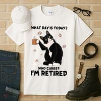 Retired Funny Cat Retirement Tall T-Shirt thumb 3
