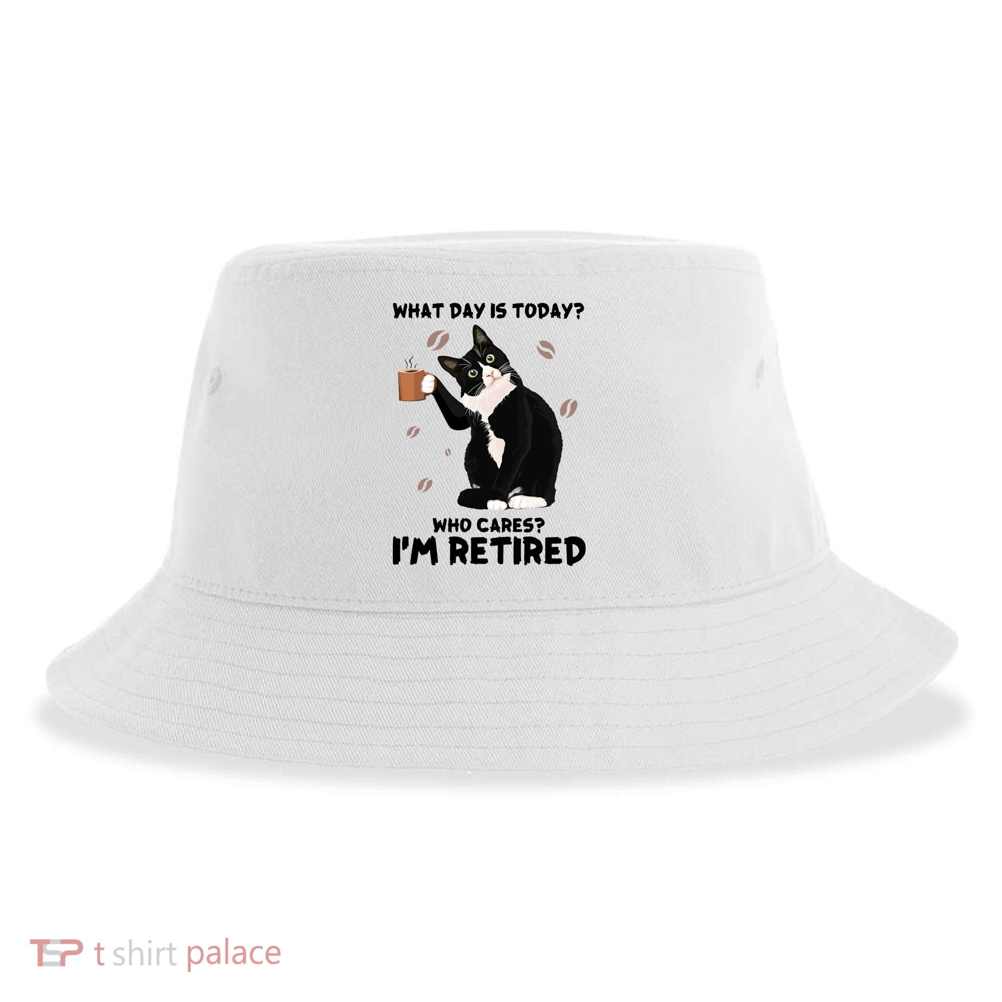 Retired Funny Cat Retirement Sustainable Bucket Hat