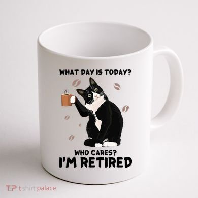 Retired Funny Cat Retirement Coffee Mug back