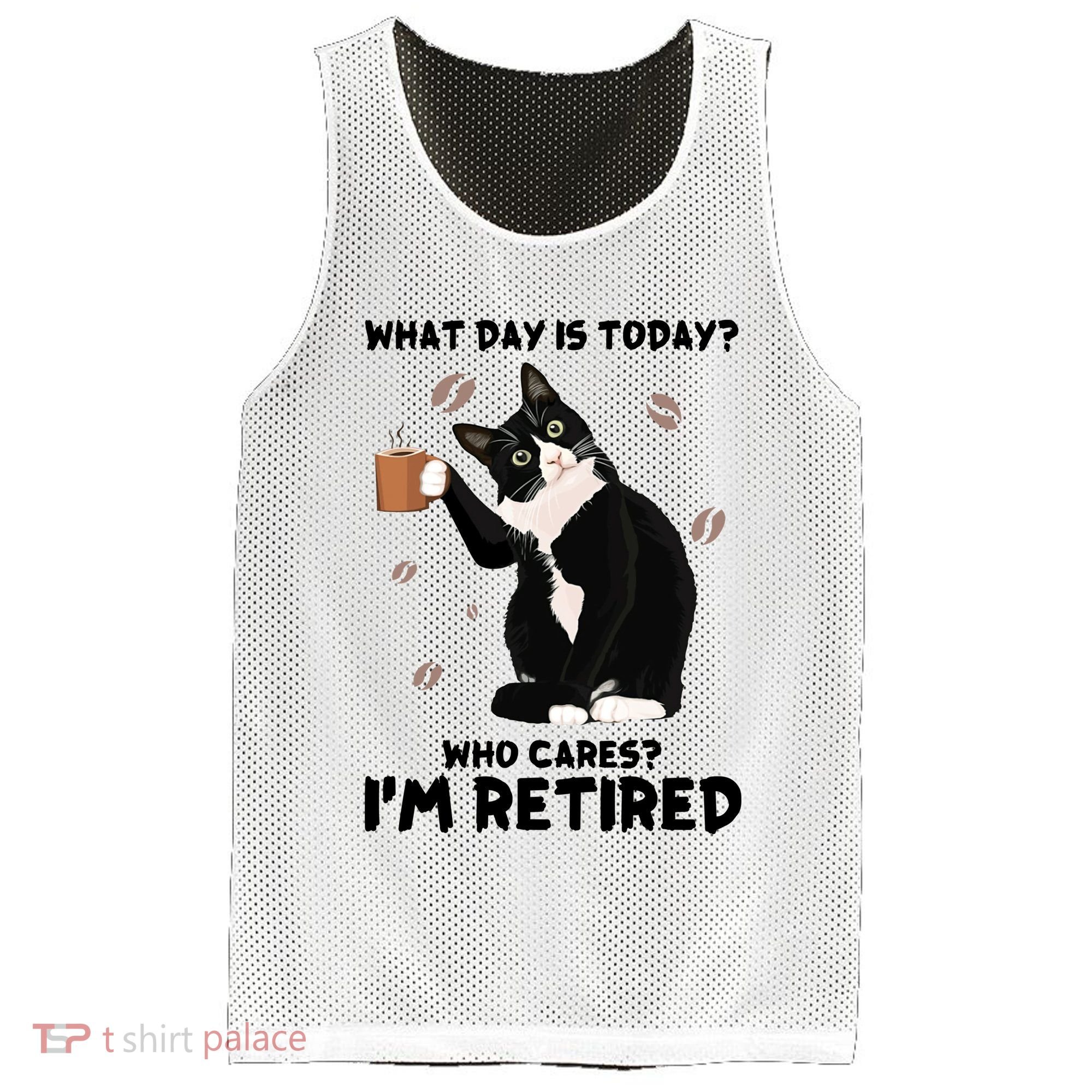 Retired Funny Cat Retirement Mesh Reversible Basketball Jersey Tank