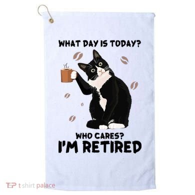 Retired Funny Cat Retirement Golf Towel
