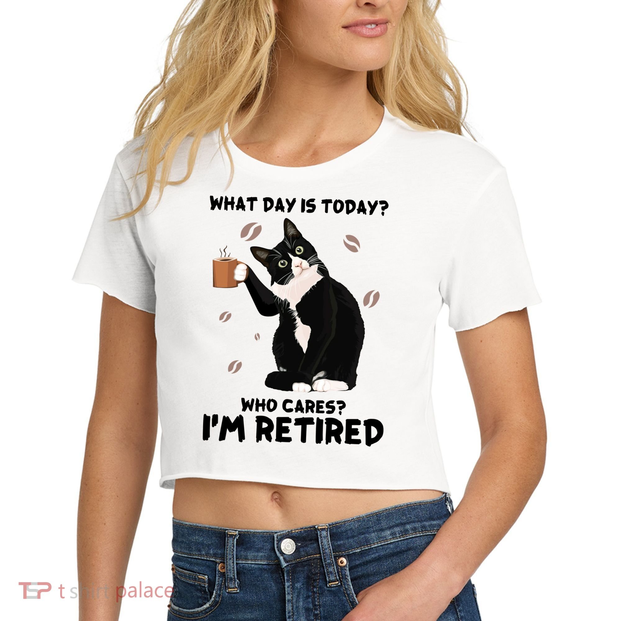 Retired Funny Cat Retirement Women's Crop Top Tee