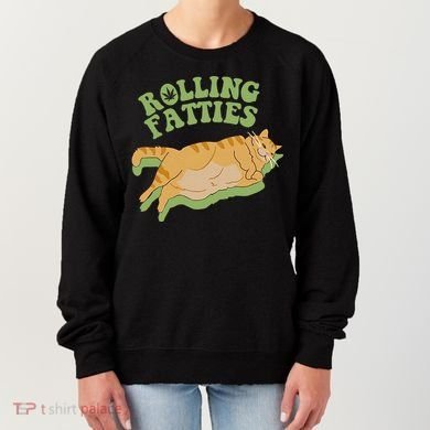 Rolling Fatties Cat Retro Kitty Kitten Meow Women's Sweatshirt