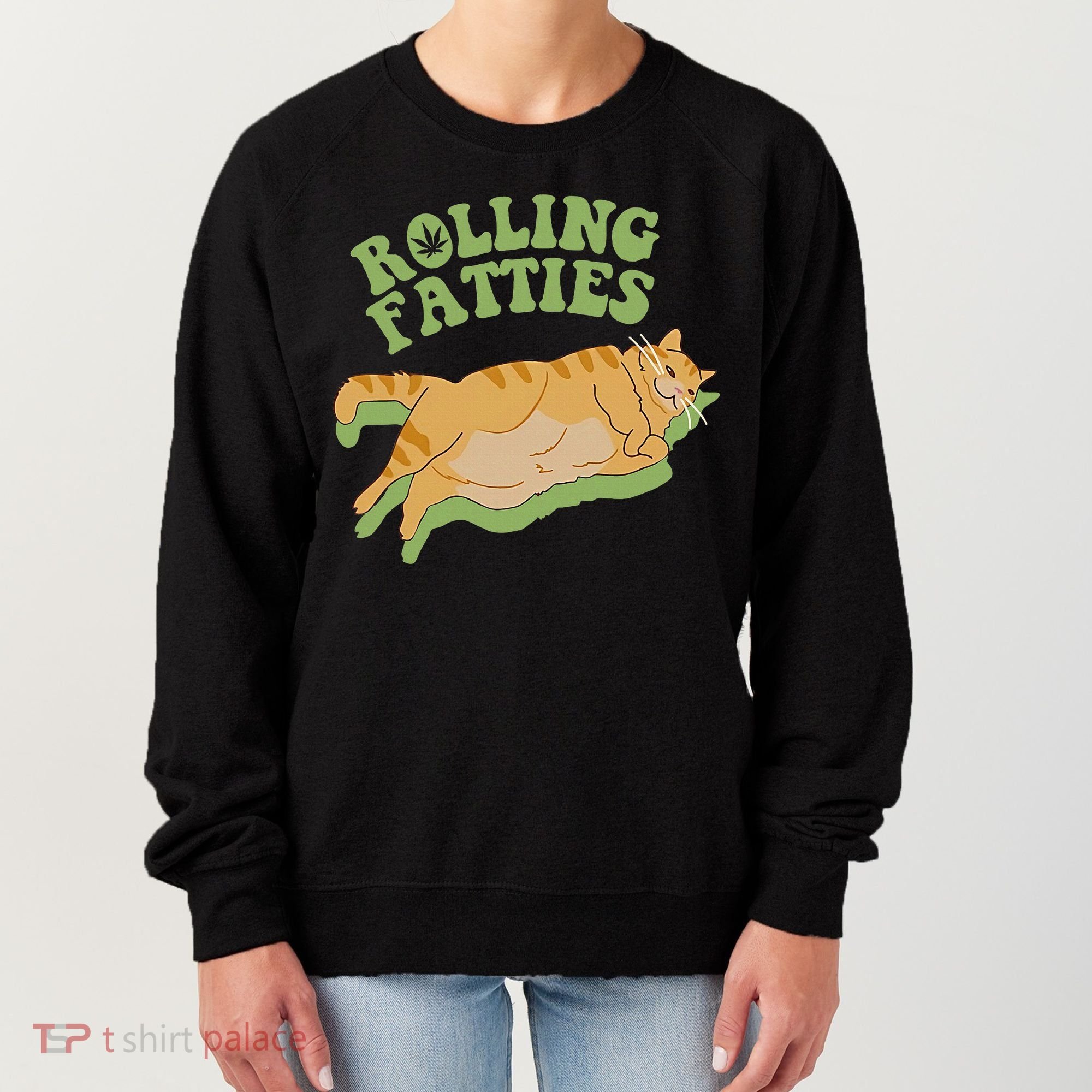 Rolling Fatties Cat Retro Kitty Kitten Meow Women's Sweatshirt