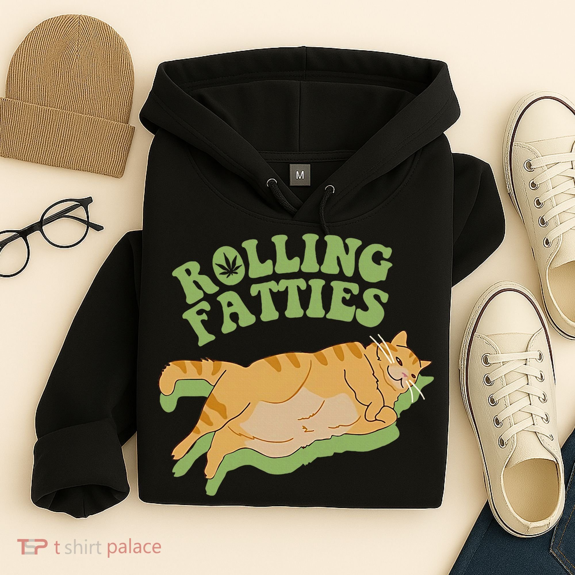 Rolling Fatties Cat Retro Kitty Kitten Meow Hoodie
