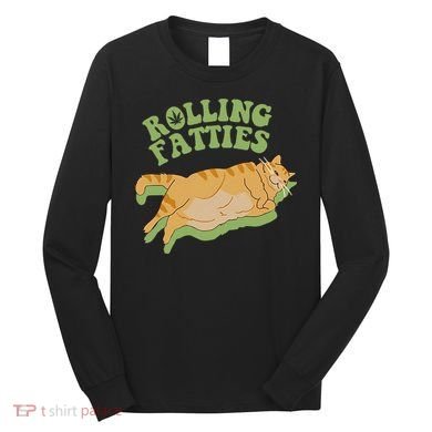 Rolling Fatties Cat Retro Kitty Kitten Meow Long Sleeve Shirt