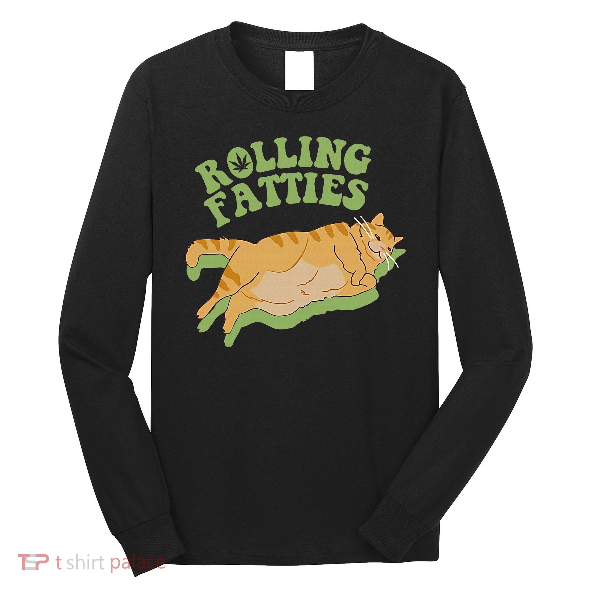 Rolling Fatties Cat Retro Kitty Kitten Meow Long Sleeve Shirt