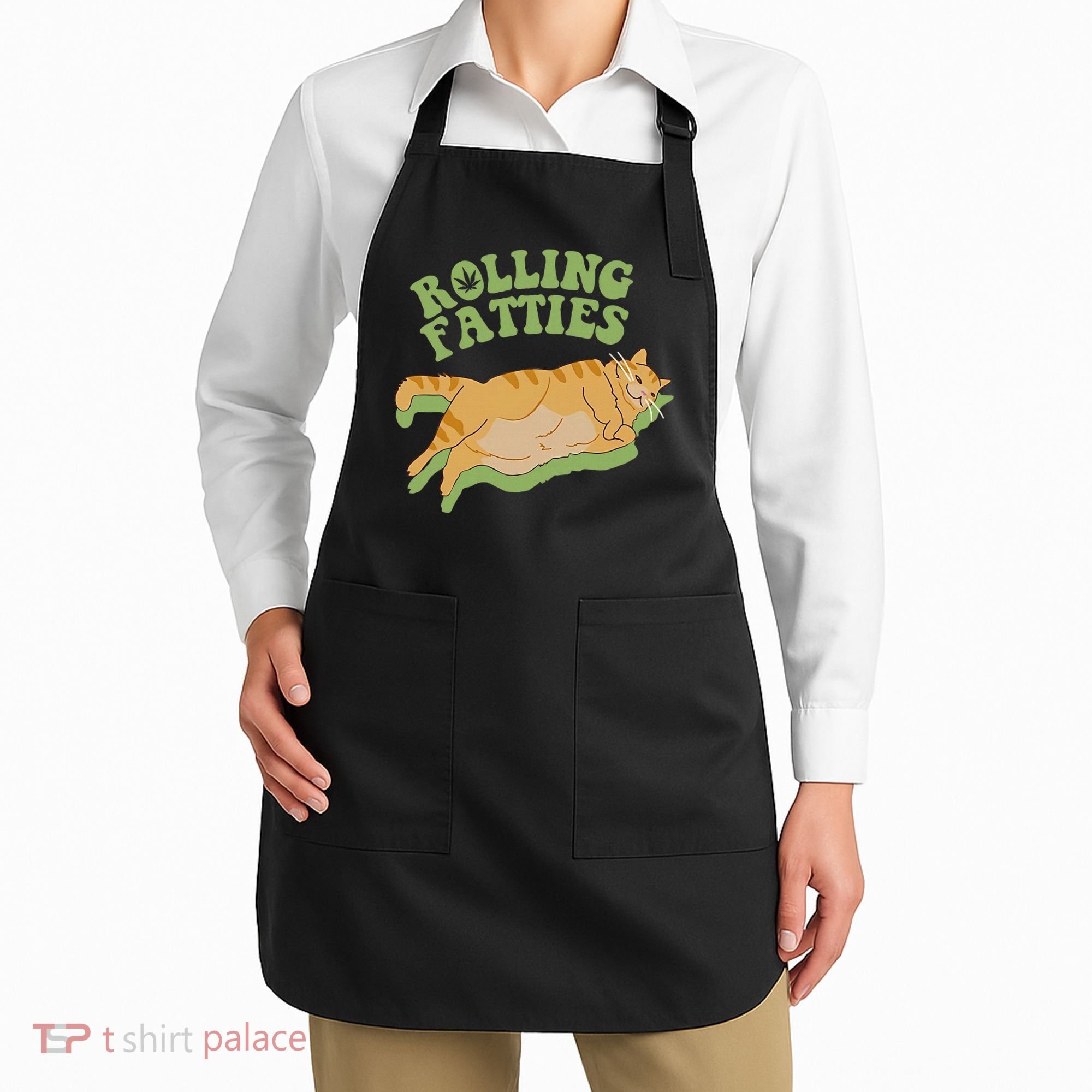 Rolling Fatties Cat Retro Kitty Kitten Meow Apron