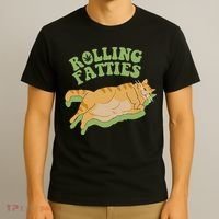 Rolling Fatties Cat Retro Kitty Kitten Meow T-Shirt thumb 3