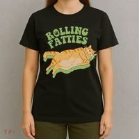 Rolling Fatties Cat Retro Kitty Kitten Meow T-Shirt thumb 4