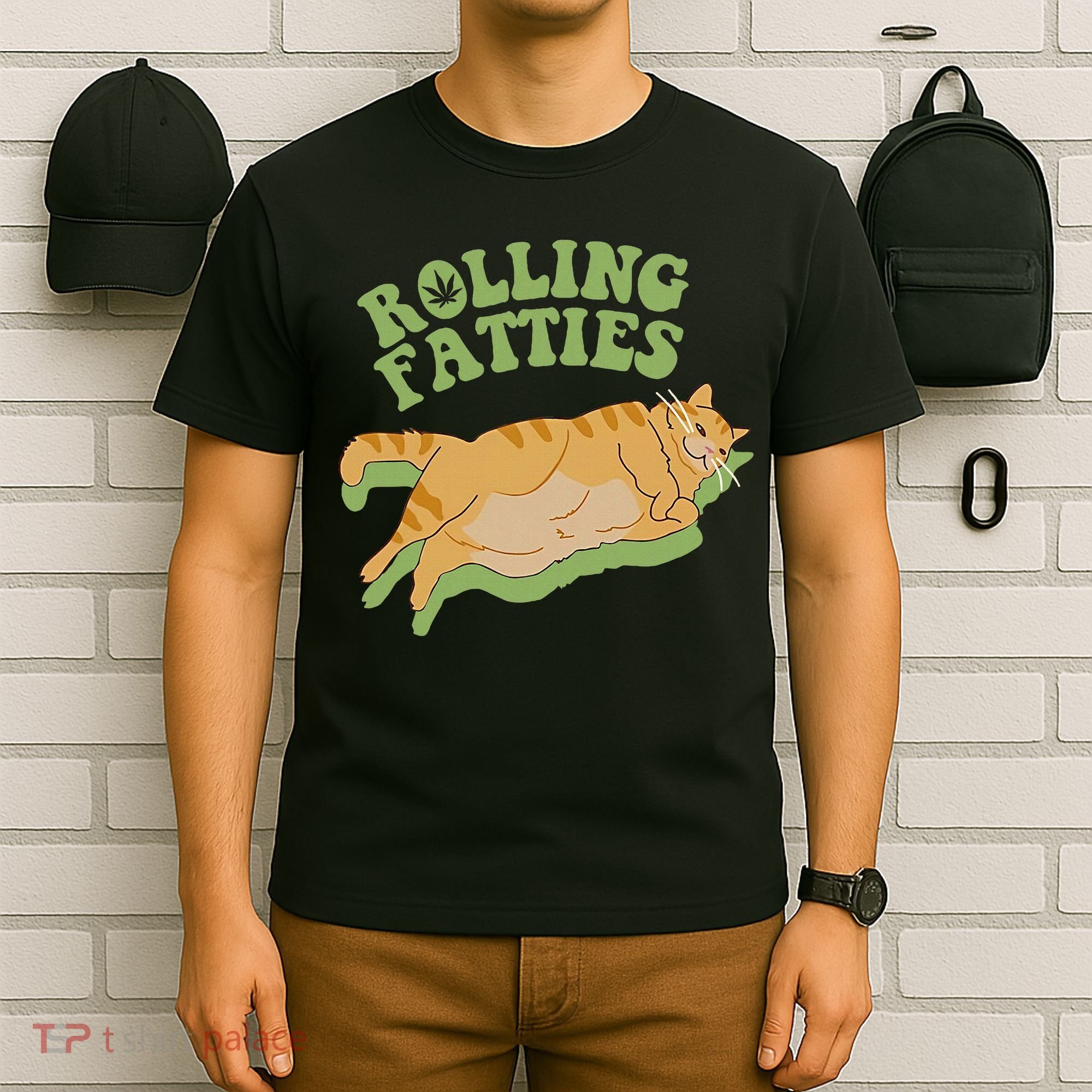 Rolling Fatties Cat Retro Kitty Kitten Meow T-Shirt