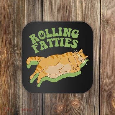 Rolling Fatties Cat Retro Kitty Kitten Meow Coaster