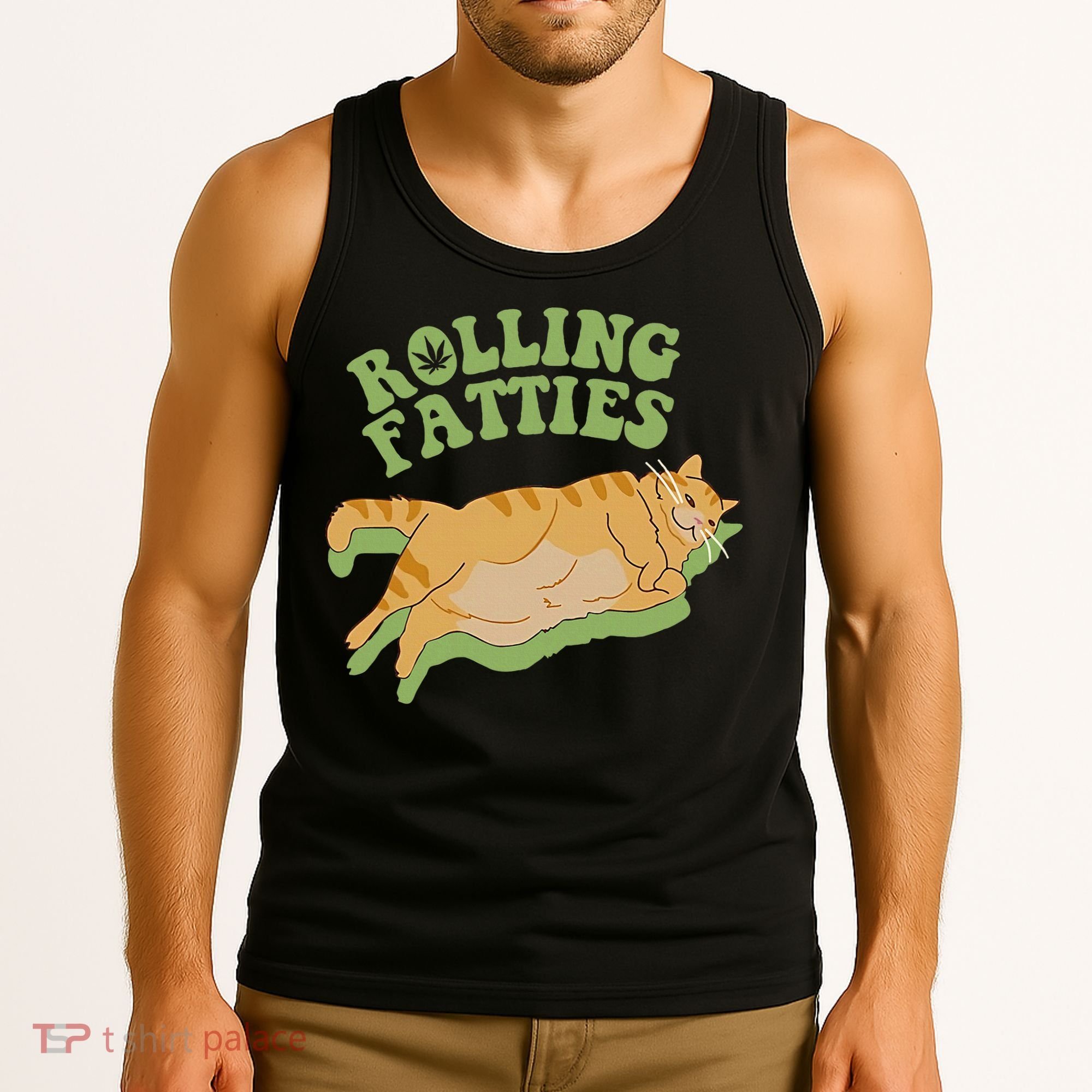 Rolling Fatties Cat Retro Kitty Kitten Meow Tank Top