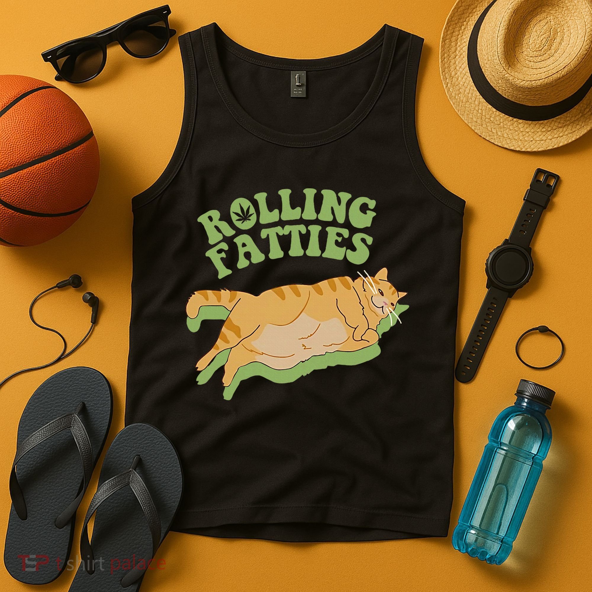 Rolling Fatties Cat Retro Kitty Kitten Meow Tank Top