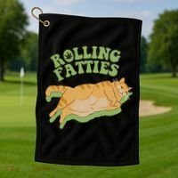 Rolling Fatties Cat Retro Kitty Kitten Meow Golf Towel thumb 1