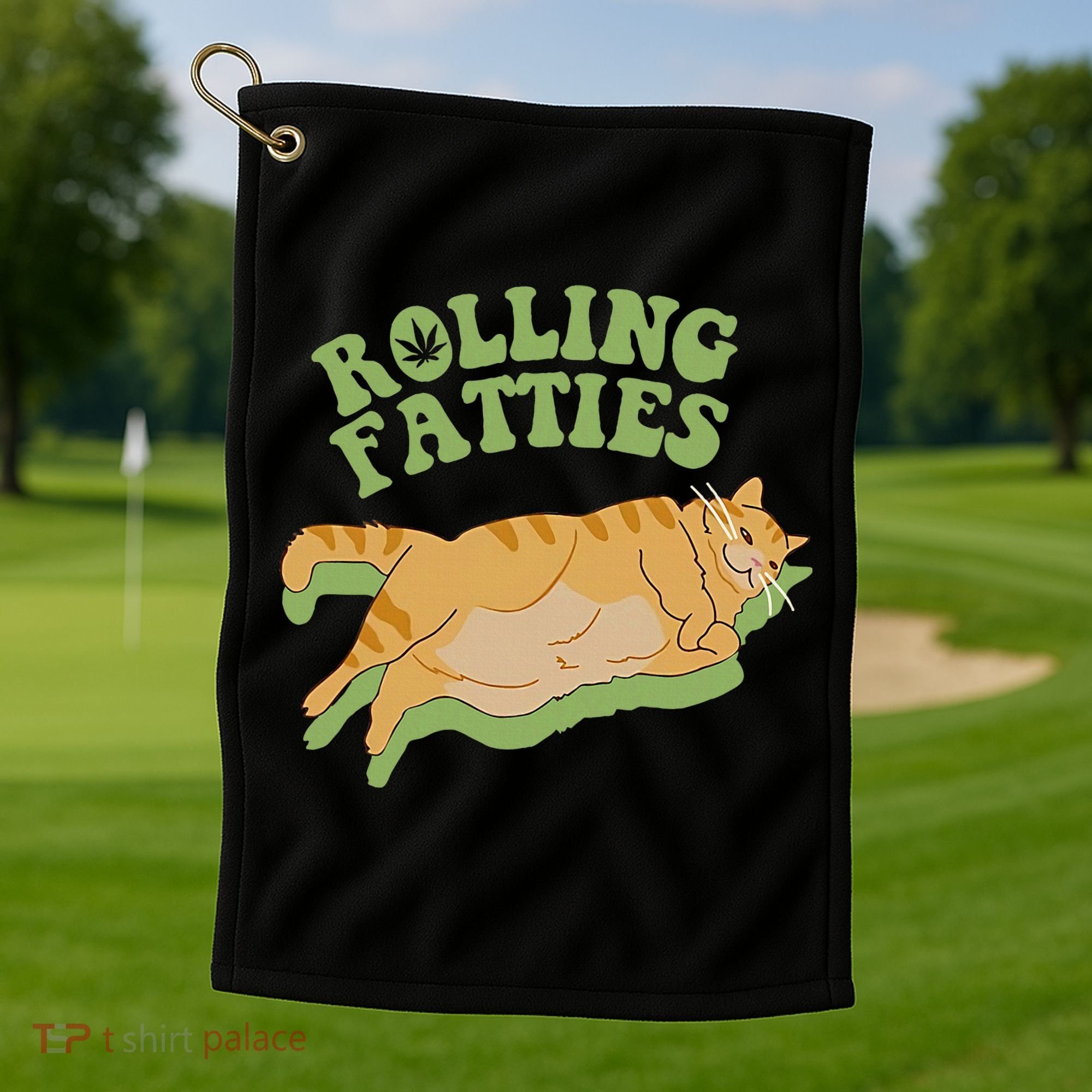 Rolling Fatties Cat Retro Kitty Kitten Meow Golf Towel
