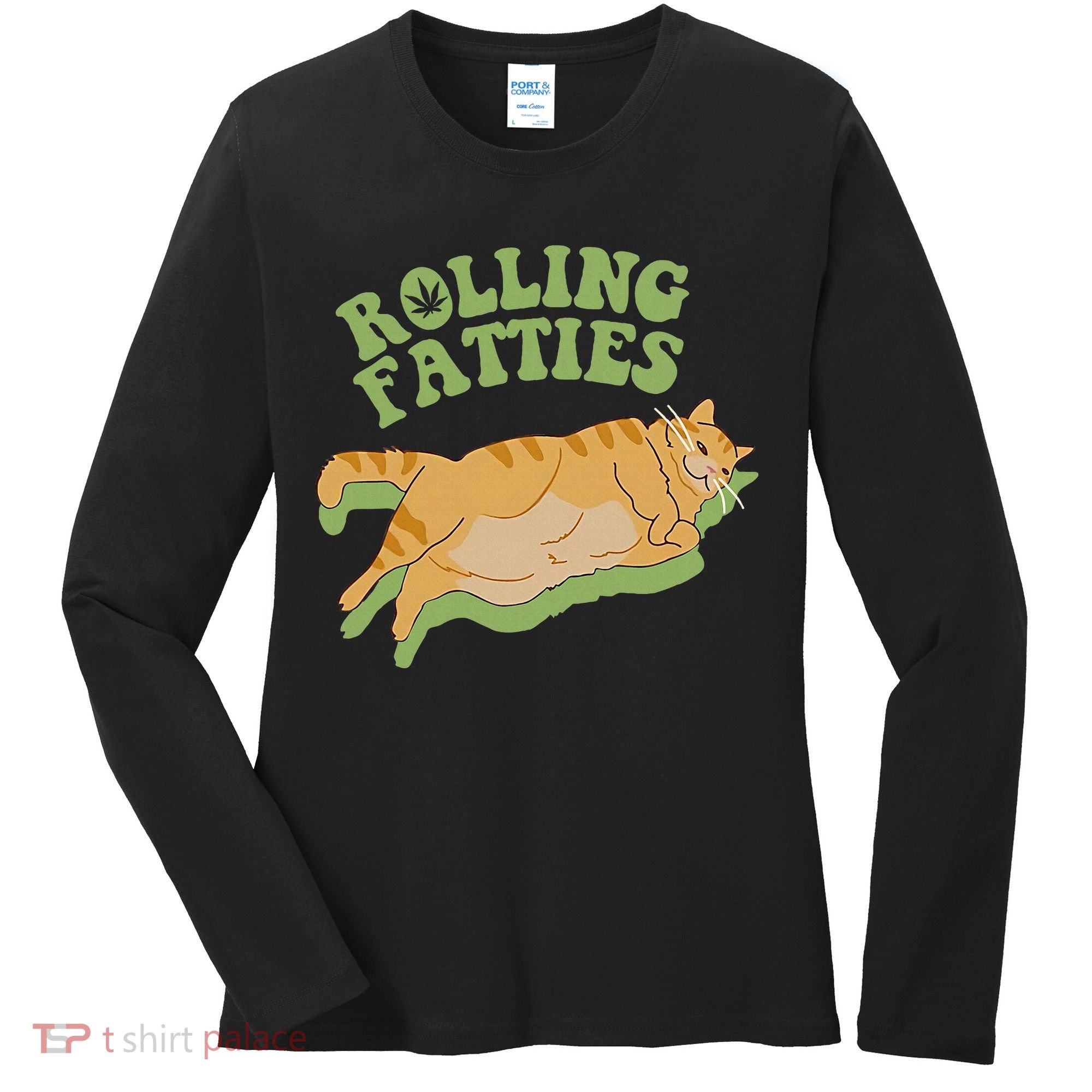 Rolling Fatties Cat Retro Kitty Kitten Meow Women's Long Sleeve Shirt