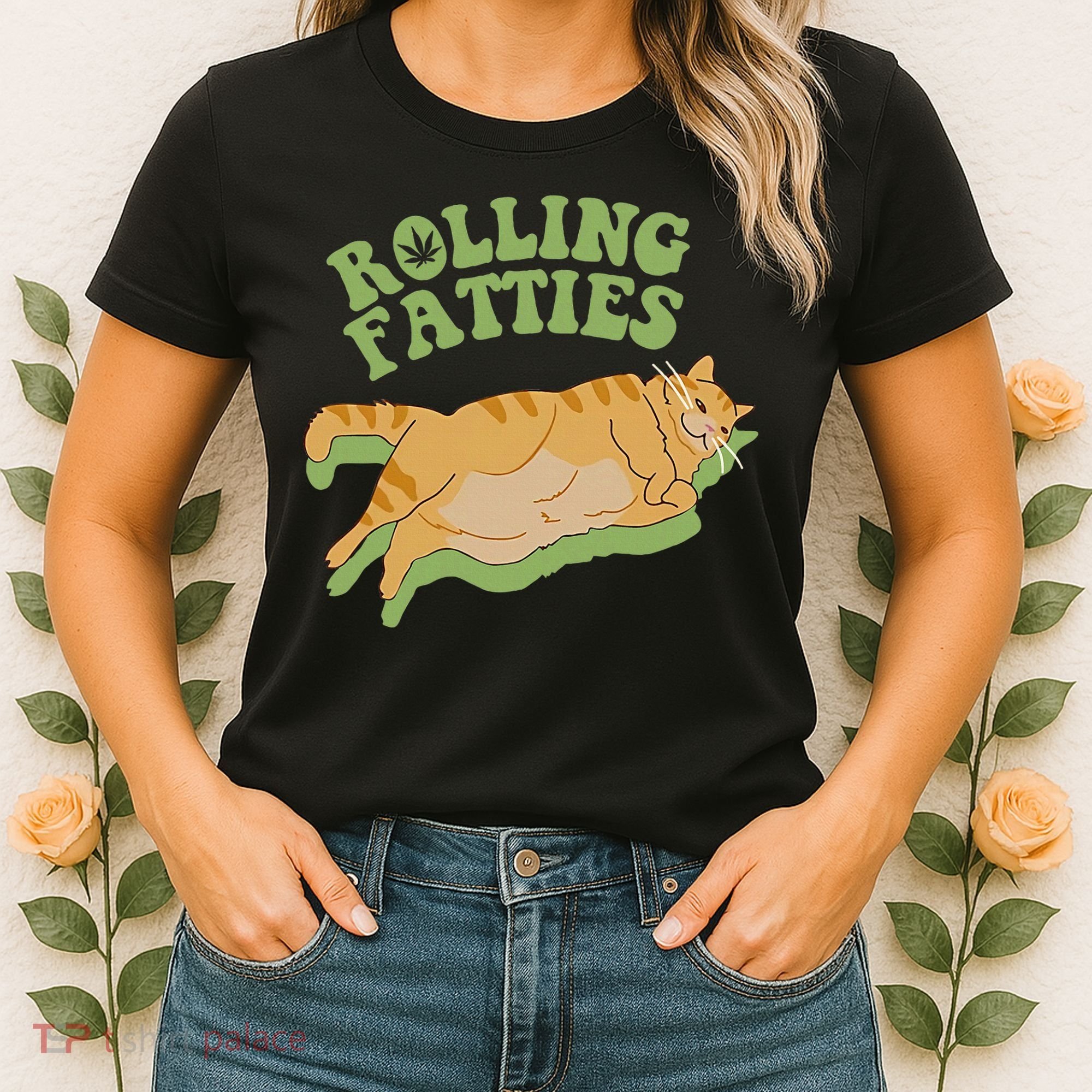 Rolling Fatties Cat Retro Kitty Kitten Meow Women's T-Shirt