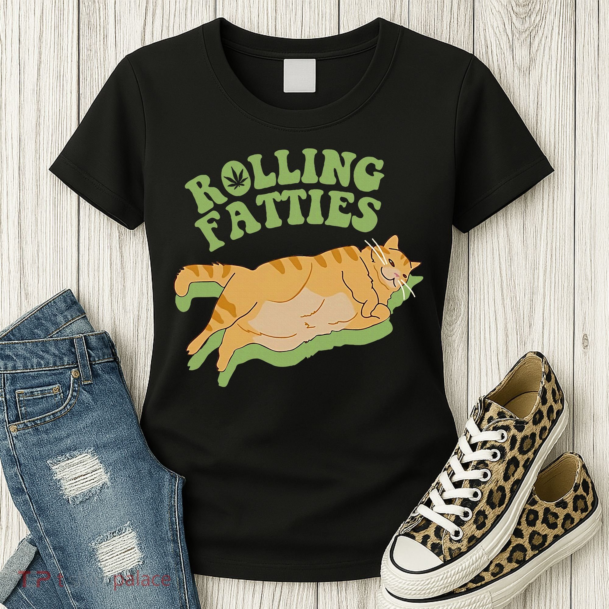 Rolling Fatties Cat Retro Kitty Kitten Meow Women's T-Shirt