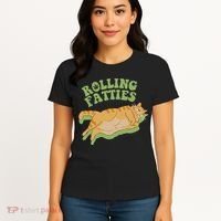Rolling Fatties Cat Retro Kitty Kitten Meow Women's T-Shirt thumb 4