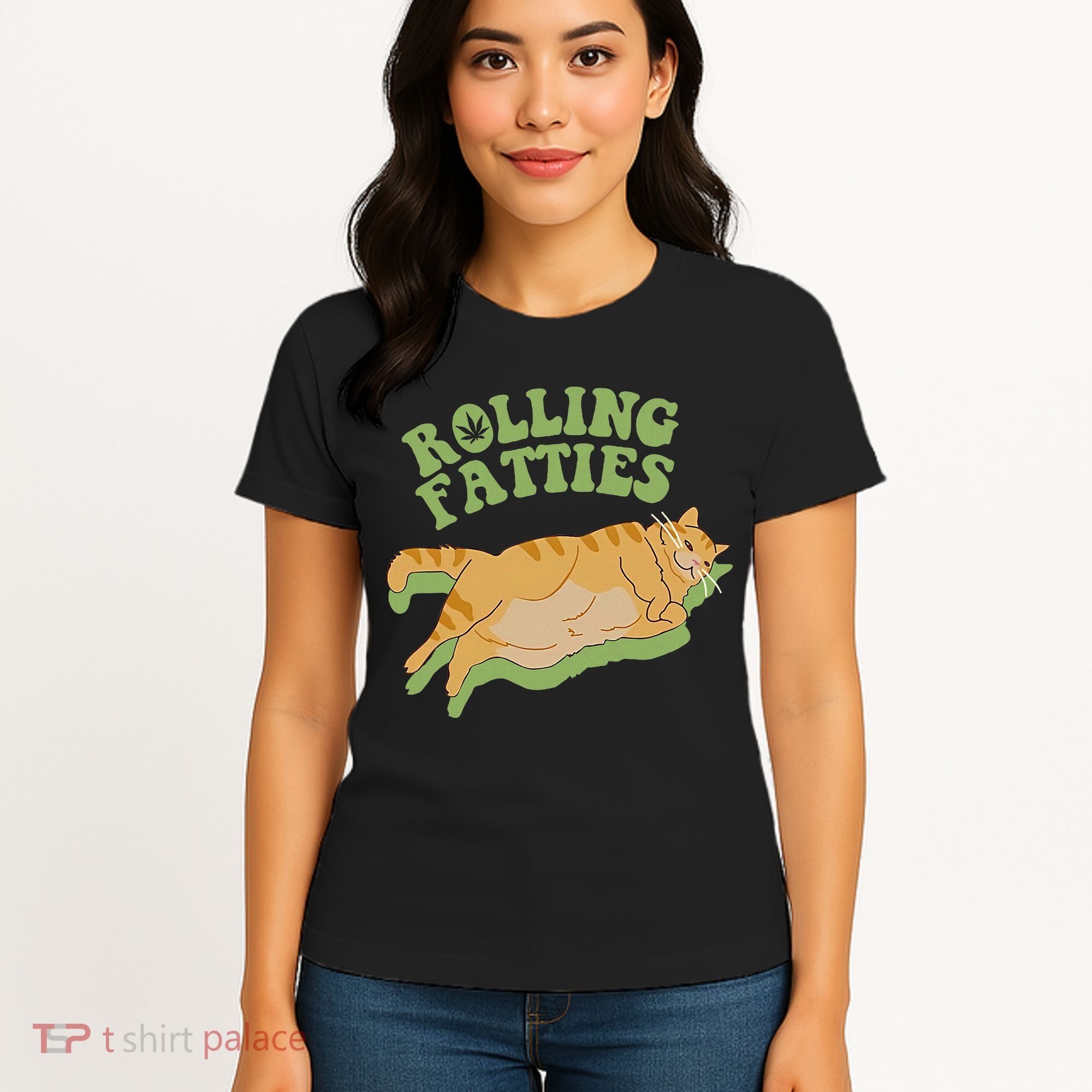 Rolling Fatties Cat Retro Kitty Kitten Meow Women's T-Shirt