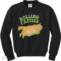 Rolling Fatties Cat Retro Kitty Kitten Meow Kids Sweatshirt thumb 0