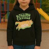Rolling Fatties Cat Retro Kitty Kitten Meow Kids Hoodie thumb 3