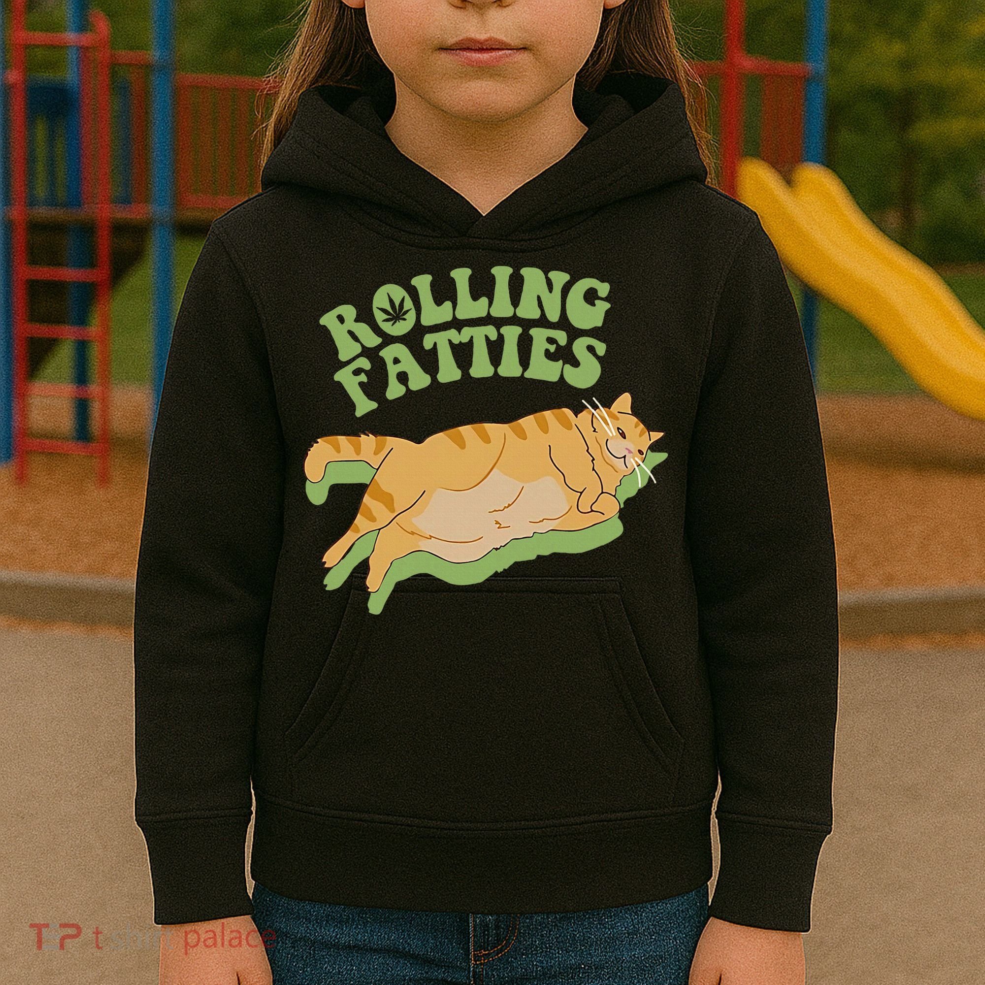 Rolling Fatties Cat Retro Kitty Kitten Meow Kids Hoodie