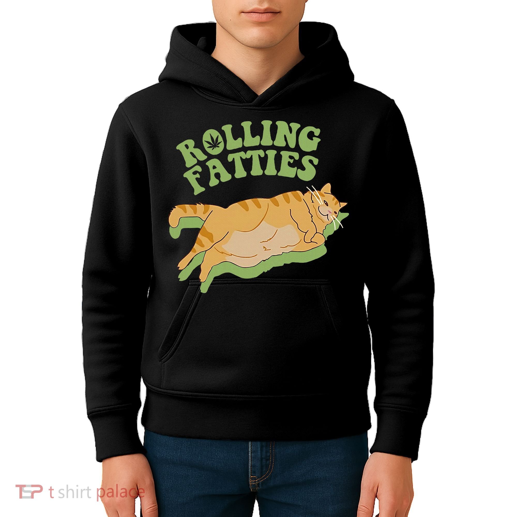 Rolling Fatties Cat Retro Kitty Kitten Meow Kids Hoodie