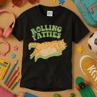 Rolling Fatties Cat Retro Kitty Kitten Meow Kids T-Shirt thumb 3