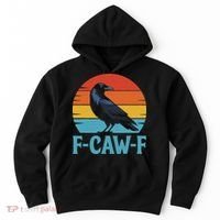 Retro F Caw F Black Bird Crow Funny Crow Lover Hoodie thumb 0