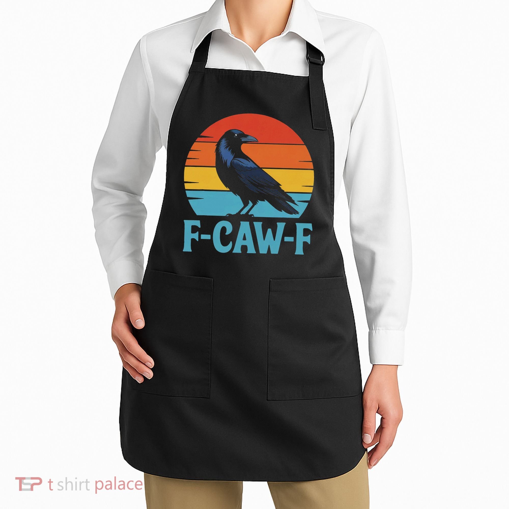 Retro F Caw F Black Bird Crow Funny Crow Lover Apron