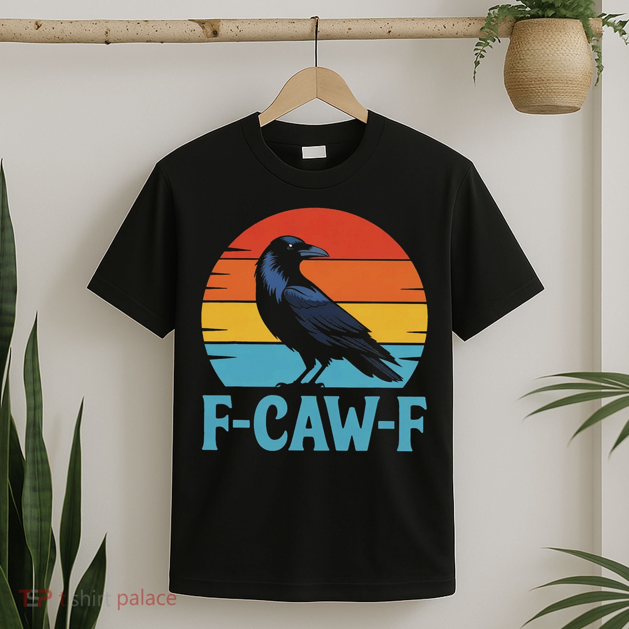 Retro F Caw F Black Bird Crow Funny Crow Lover T-Shirt