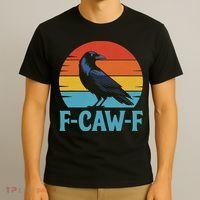 Retro F Caw F Black Bird Crow Funny Crow Lover T-Shirt thumb 3