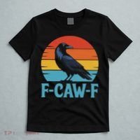 Retro F Caw F Black Bird Crow Funny Crow Lover T-Shirt thumb 5