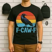 Retro F Caw F Black Bird Crow Funny Crow Lover T-Shirt thumb 6