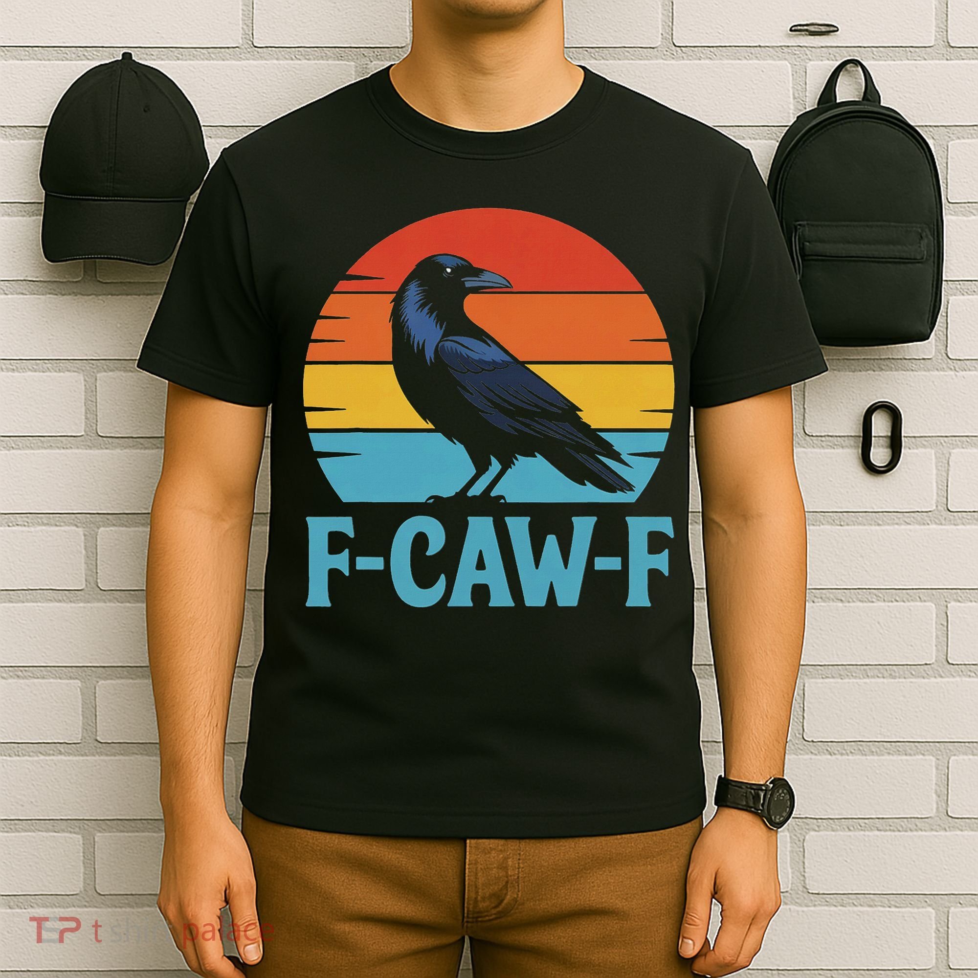 Retro F Caw F Black Bird Crow Funny Crow Lover T-Shirt