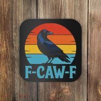 Retro F Caw F Black Bird Crow Funny Crow Lover Coaster thumb 0