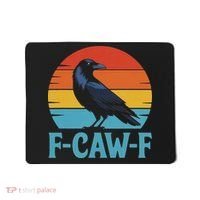 Retro F Caw F Black Bird Crow Funny Crow Lover Mousepad thumb 0