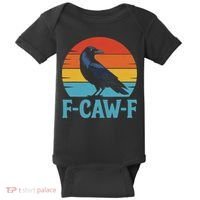 Retro F Caw F Black Bird Crow Funny Crow Lover Baby Bodysuit thumb 0