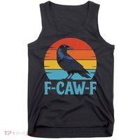 Retro F Caw F Black Bird Crow Funny Crow Lover Tank Top thumb 0