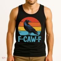 Retro F Caw F Black Bird Crow Funny Crow Lover Tank Top thumb 3