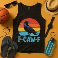 Retro F Caw F Black Bird Crow Funny Crow Lover Tank Top thumb 4